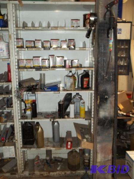 lot 28 image: Metal shelf 84&quotH 38&quotW 12&quotD, 6 ...
