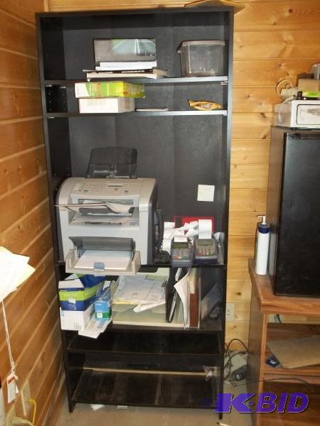 lot 36 image: Black shelf with 5 adjustable shelves, 72&quo...