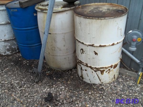 lot 42 image: 3 55 gallon drums used for waste oil....