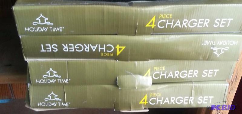 Lot of 4 Sets of 4 NEW Black Plate Chargers, ...