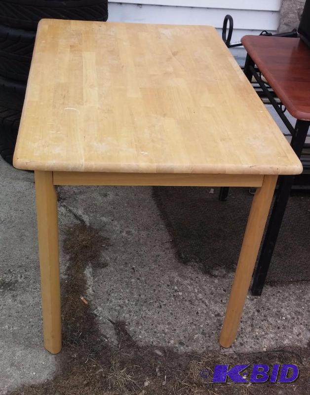 lot 15 image: Wooden Dinning room table. Measures 47 X 29...