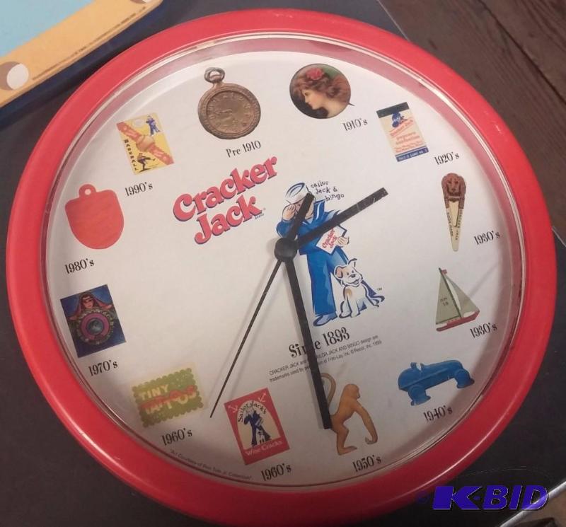 lot 11 image: Vintage Cracker Jack Clock 10"...