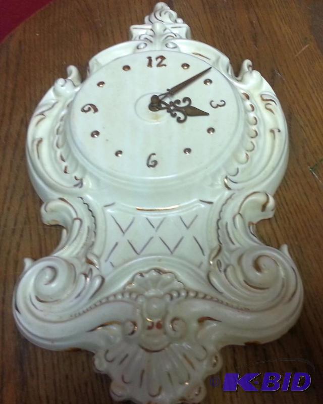 lot 15 image: White Victorian Wall Clock 17" high...