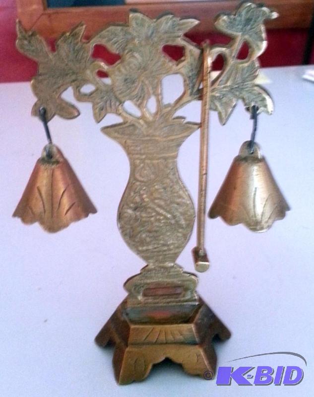 Vintage BRASS China Dinner Bell with Hammer...