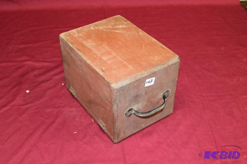 lot 102 image: Vintage wood Box  Drawer with Hinged lid&nbs...