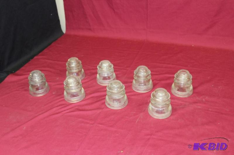 lot 107 image: Lot of 8 Clear Glass Insulators