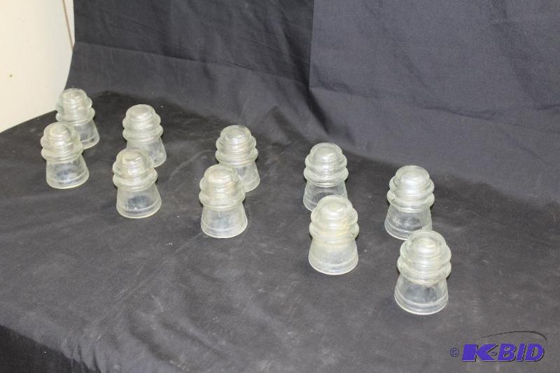 lot 108 image: Lot of 10 Green Glass Insulators