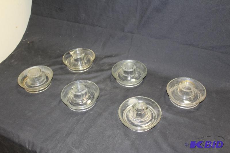 lot 110 image: Set of 6 Glass Chicken Waterer Bases  Used in...