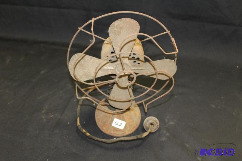 lot 62 image: Antique Fan, Tested and Works, a bit squeaky ...