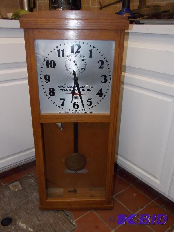 lot 12 image: Western Union Naval Observatory Time Self Winding Clock