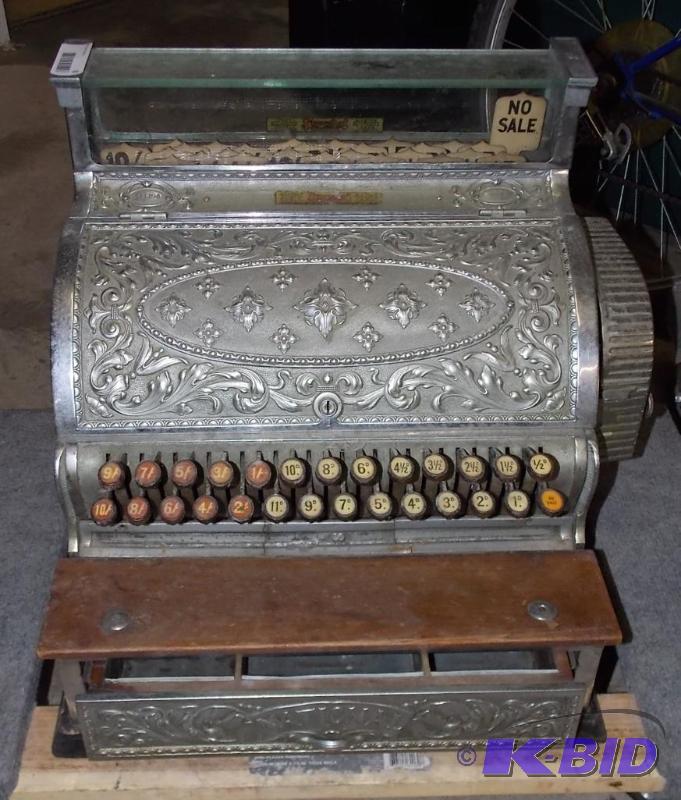 lot 6 image: Ornate Vintage Cash Register NATIONAL Cash Register from Dayton Ohio