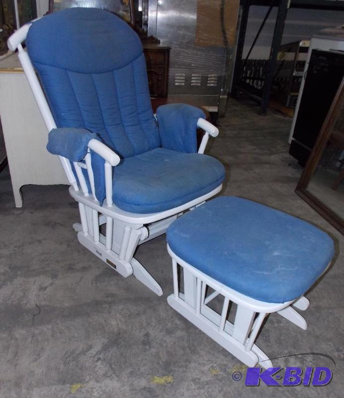 lot 64 image: White Gliding Rocking Chair with Gliding Ottoman