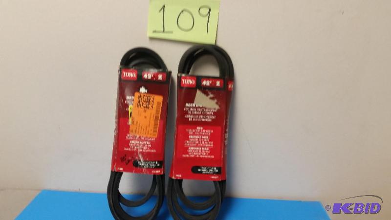 lot 109 image: SET OF 2 Toro 42 Lawn Mower Deck Belt Timecutter Z 2007-2010 Part # 79002  110-6871