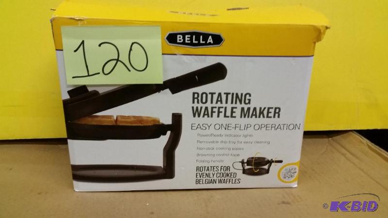 lot 120 image: Bella Rotating Waffle Maker, Black LIKE NEW