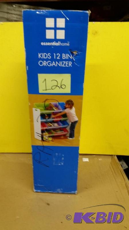 lot 126 image: essential home kids organizer 12 bin NEW