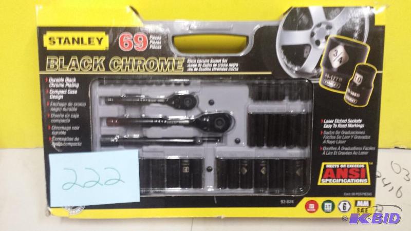 lot 222 image: Stanley 69 PC Black Chrome Tool Set