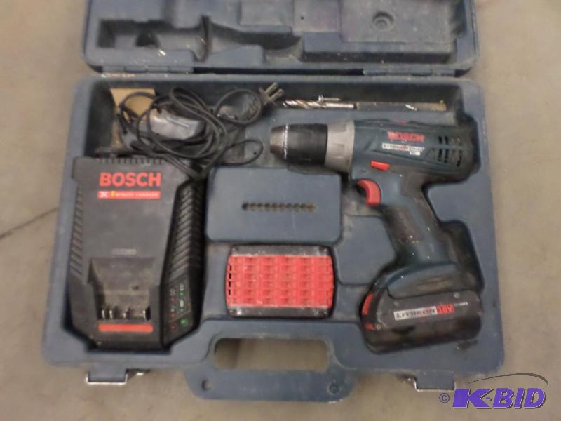 lot 115 image: Bosch 18Volt Lithium Cordless Drill Set...
