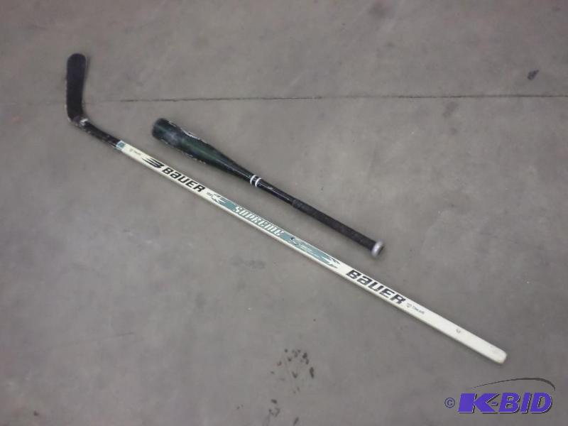 lot 127 image: (1) Hockey Stick & (1) Baseball Bat...