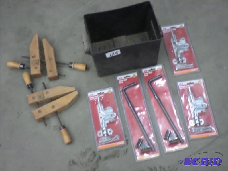 lot 128 image: Lot Of Clamps, Battery Box, Door Hardware...