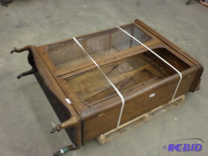 lot 33 image: Antique Rolling Hutch With Glass Doors, (1) G...