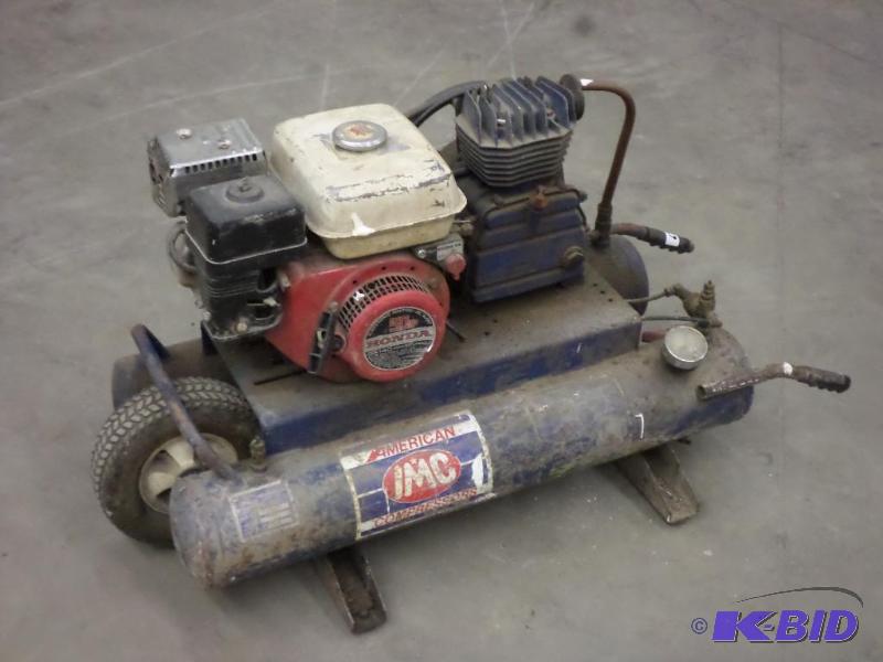 lot 63 image: IMC Twin Tank Gas-Powered Air Compressor With...
