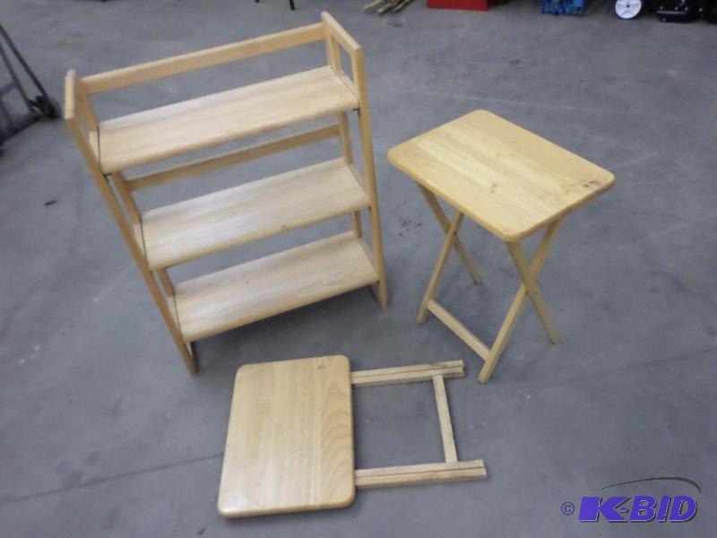 lot 81 image: (1) Folding Bookshelf & (2) Folding T.V. ...