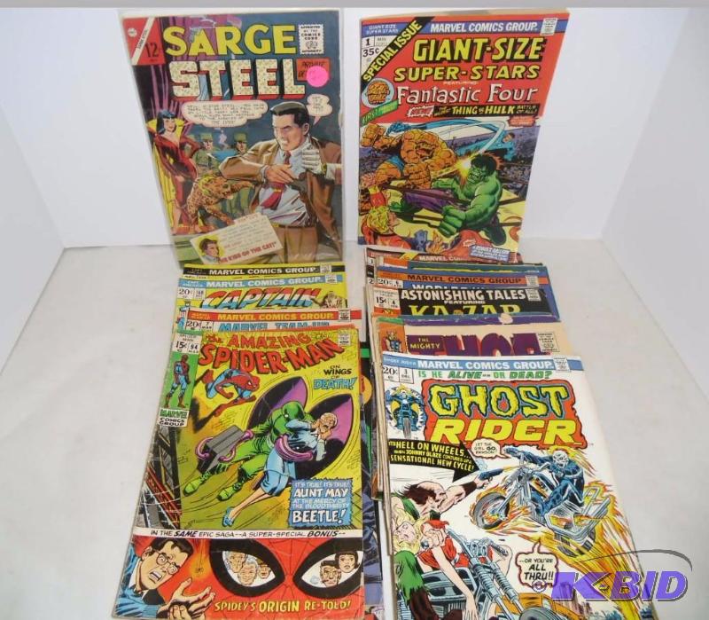 Lot # C-2 Vintage Lot of 25 Comic Books Sgt Steel Dracula Thor Marvel Captain America