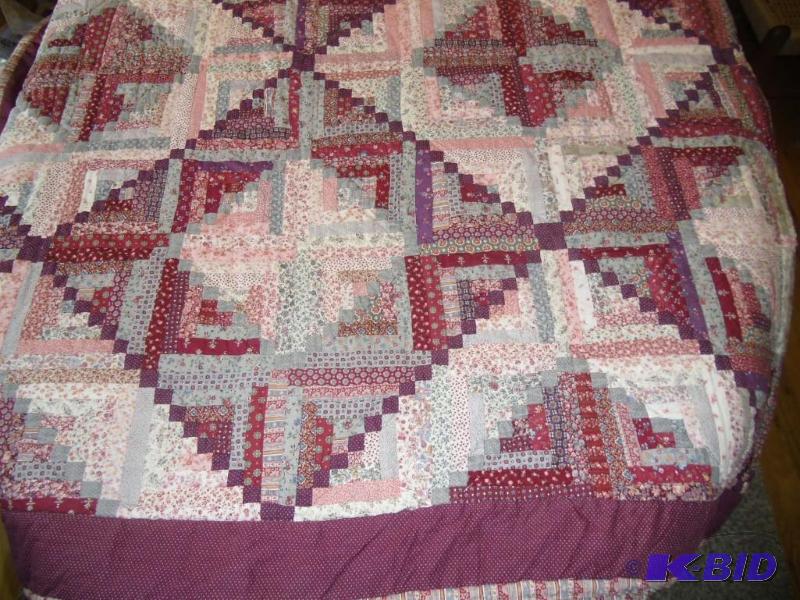 Contemporary Country - Hand Made Quilt Shades of Burgundy Reds to  Pinks  108 x 108