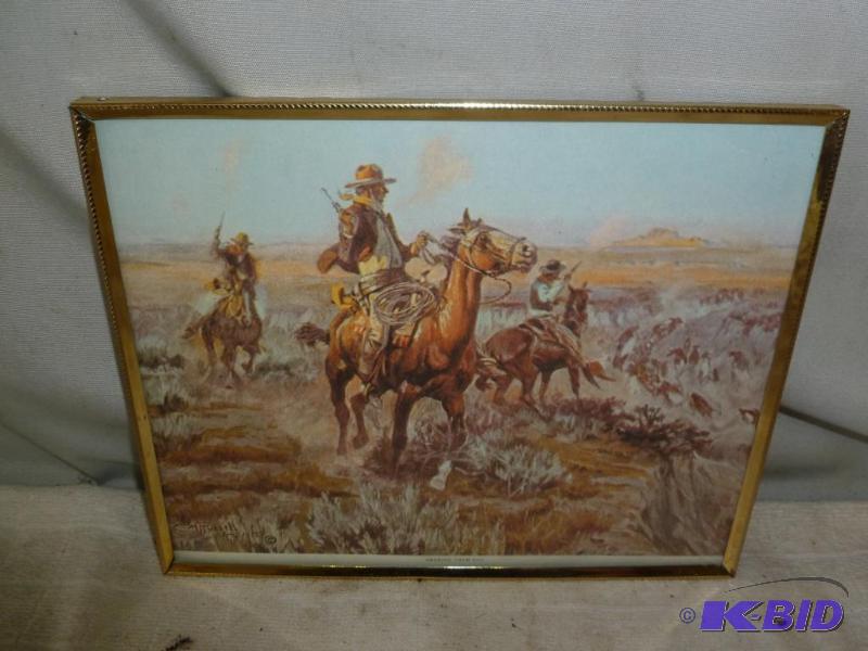 lot 108 image: C.M Russell " Smoking Them Out " fr...