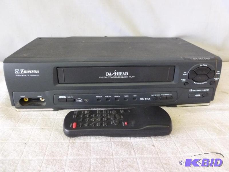 lot 146 image: Emerson 4 head vcr, comes with remote. ...