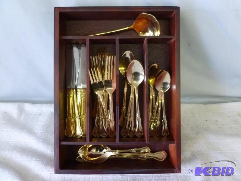 lot 156 image: Alco&nbsp46 piece gold colored stainless ste...