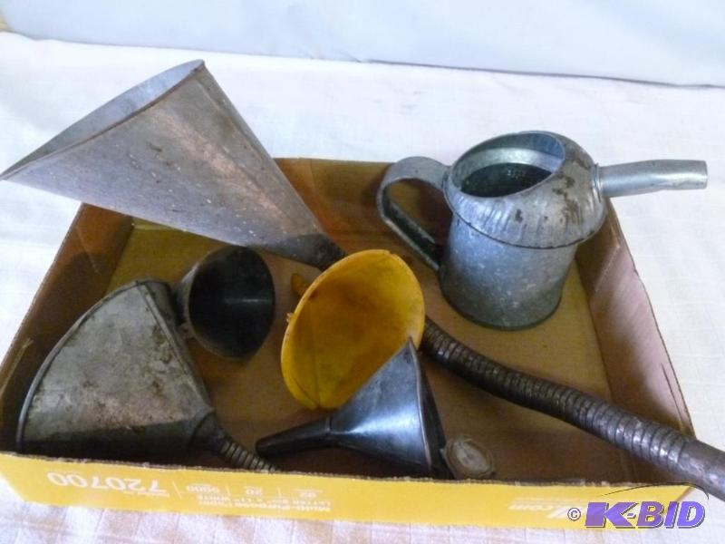 lot 18 image: Lot of funnels that includes vintage galvaniz...