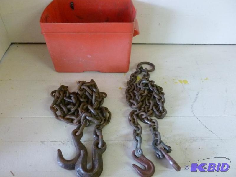 lot 42 image: Lot of two log chains with hooks. ...