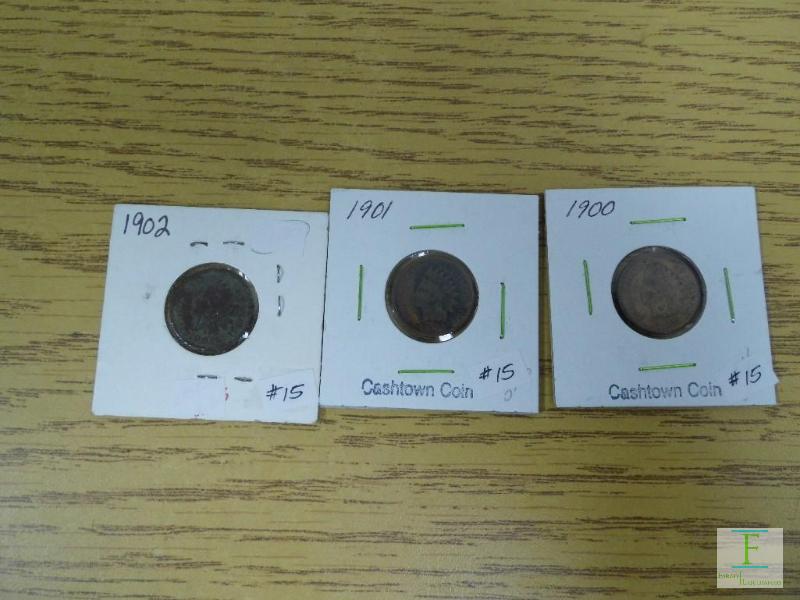 1900, 1901 & 1902 Indian Head Cents