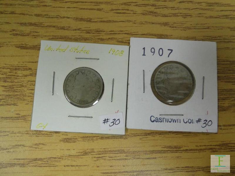 1907 & 1908 Liberty Head Nickels