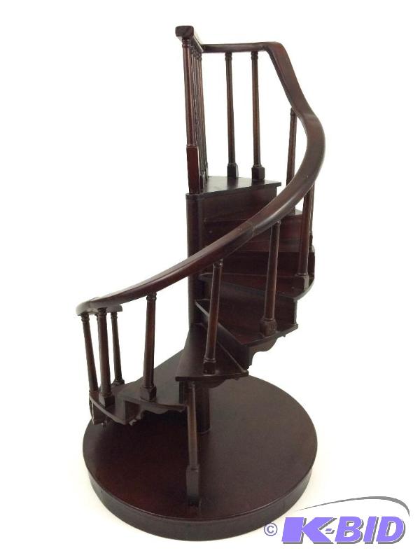 lot 3 image: Large wooden spiral staircase Salesmen Sample or Display Piece.