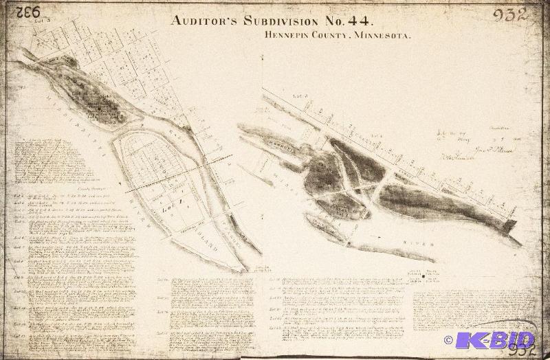 lot 10 image: Auditors subdivision Number 44 Hennepin county Map  - 22 x 39
