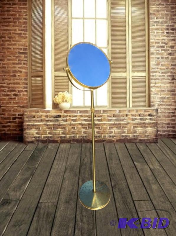lot 18 image: Double sided Magnifying Mirror on Solid Brass Stand