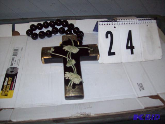 Ceramic Wall Cross, Black and Gold...