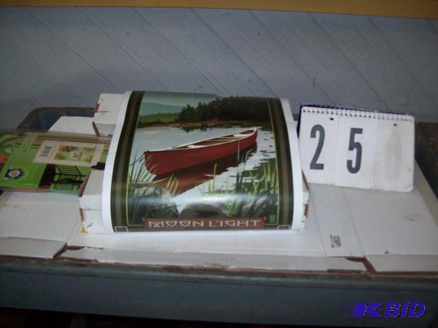 Lot of 3 Posters, Canoe Scene, Cowboy with Ho...