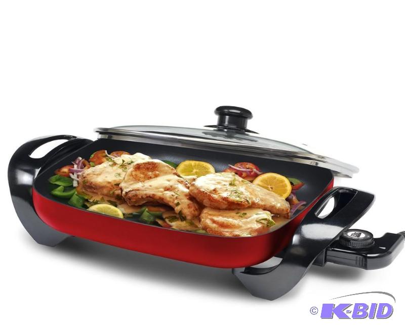 lot 16 image: Maxi-Matic EG-1500R Elite Gourmet Electric Skillet, 15 by 12-Inch, Red