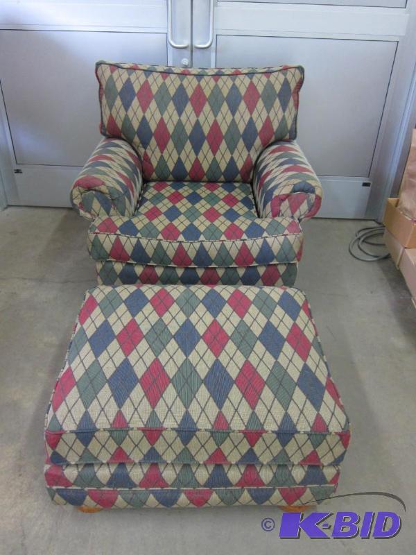 Upholstered Chair w Matching Ottoman
