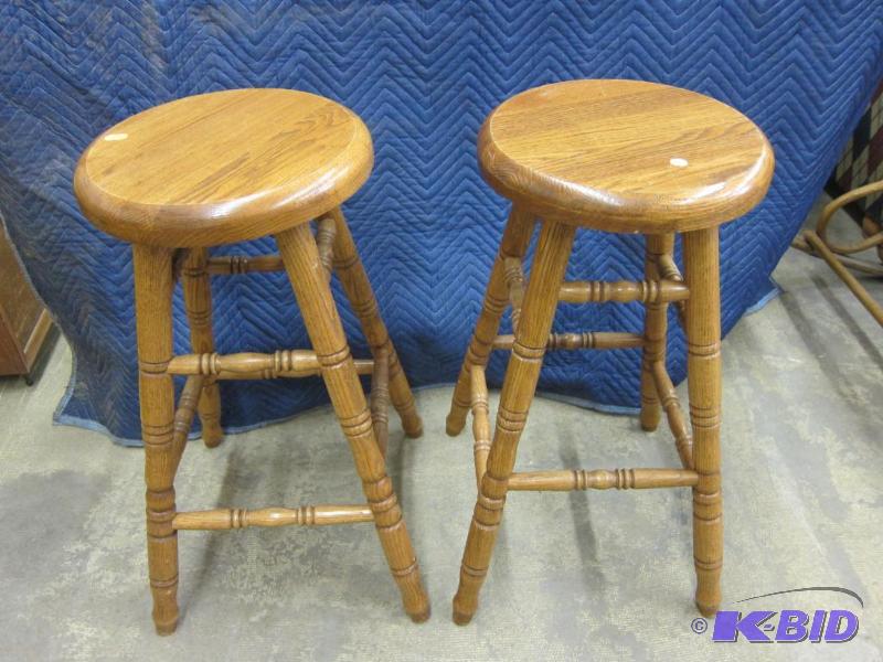 2 Solid Wood Swivel Stools