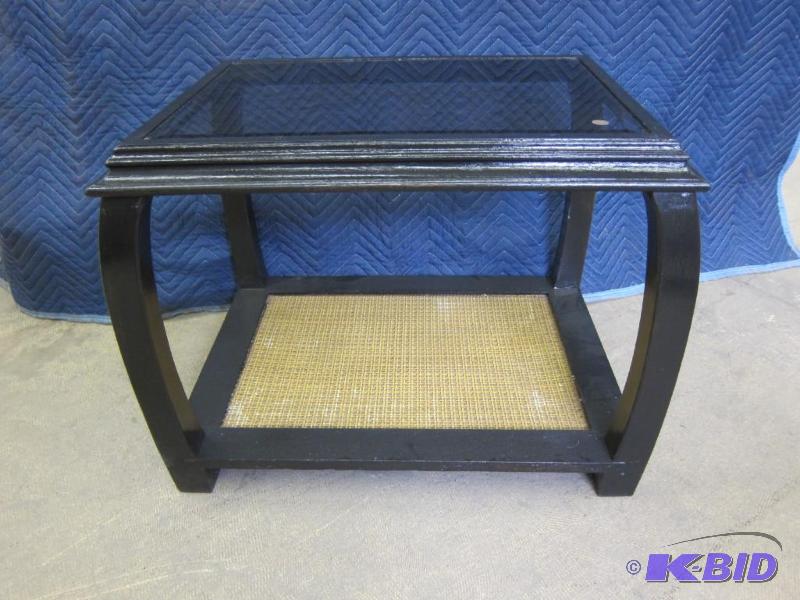 Beveled Glass & Wood Accent Table