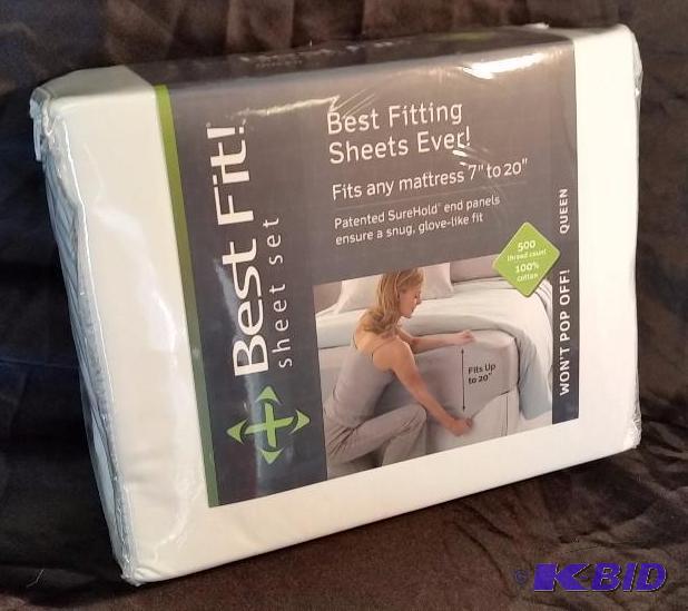 Best Fit White 500 Thread Count Queen Size Sheet Set.  New in Package All there