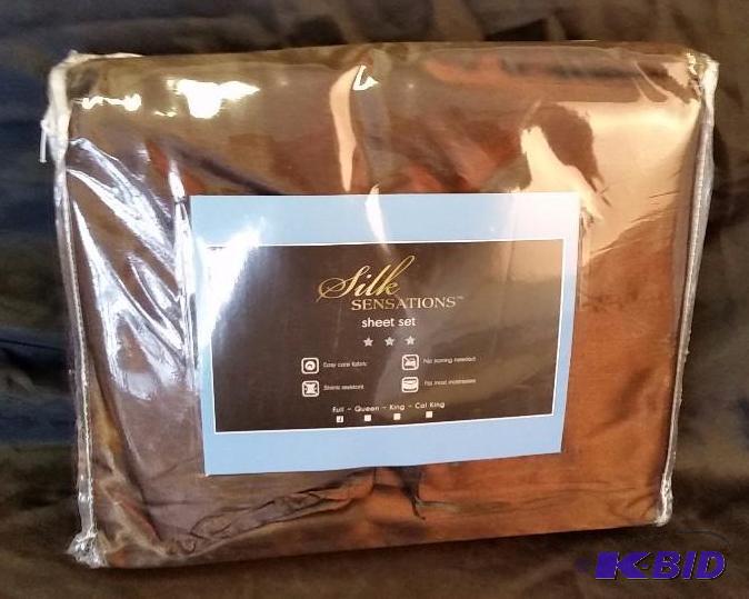 Silk Sensations  New in Package Chocolate Brown Full Size Complete Sheet Set