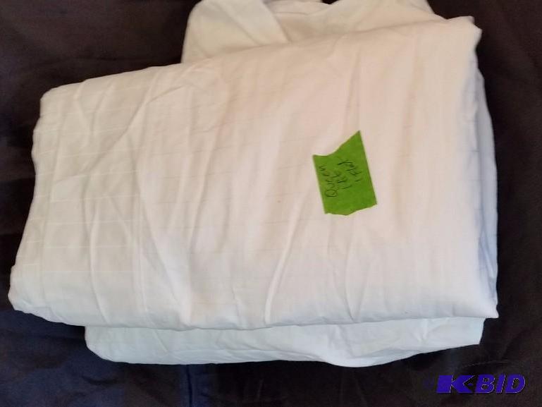 Out of Package White Pin Stripe Queen In-Complete Sheet Set.  Customer Return