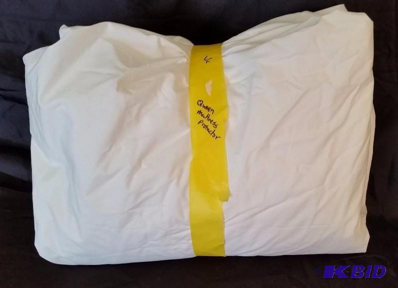Out of Package.  Queen Size Mattress Protector.  Customer Return. No issues.