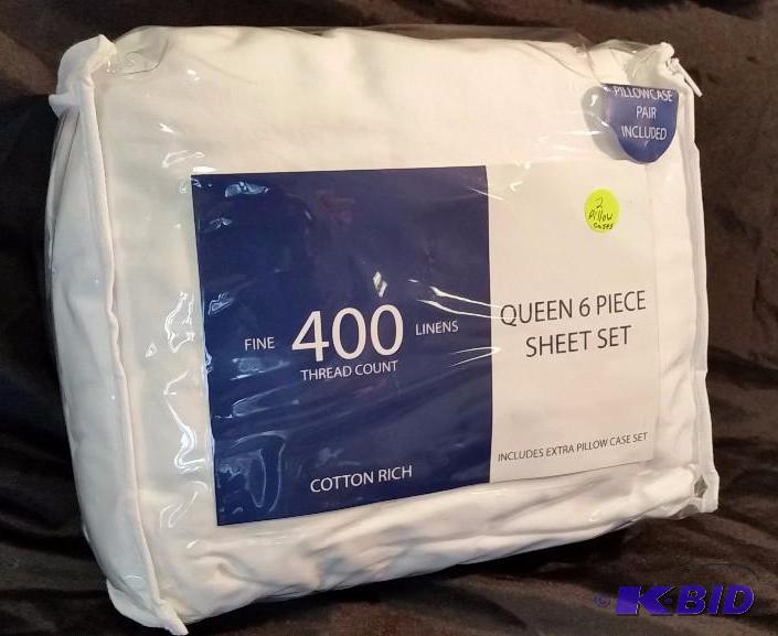 Cotton Rich  White 400 Thread Count Queen.  New in Package.