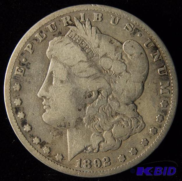 1892 S MORGAN SILVER DOLLAR VG